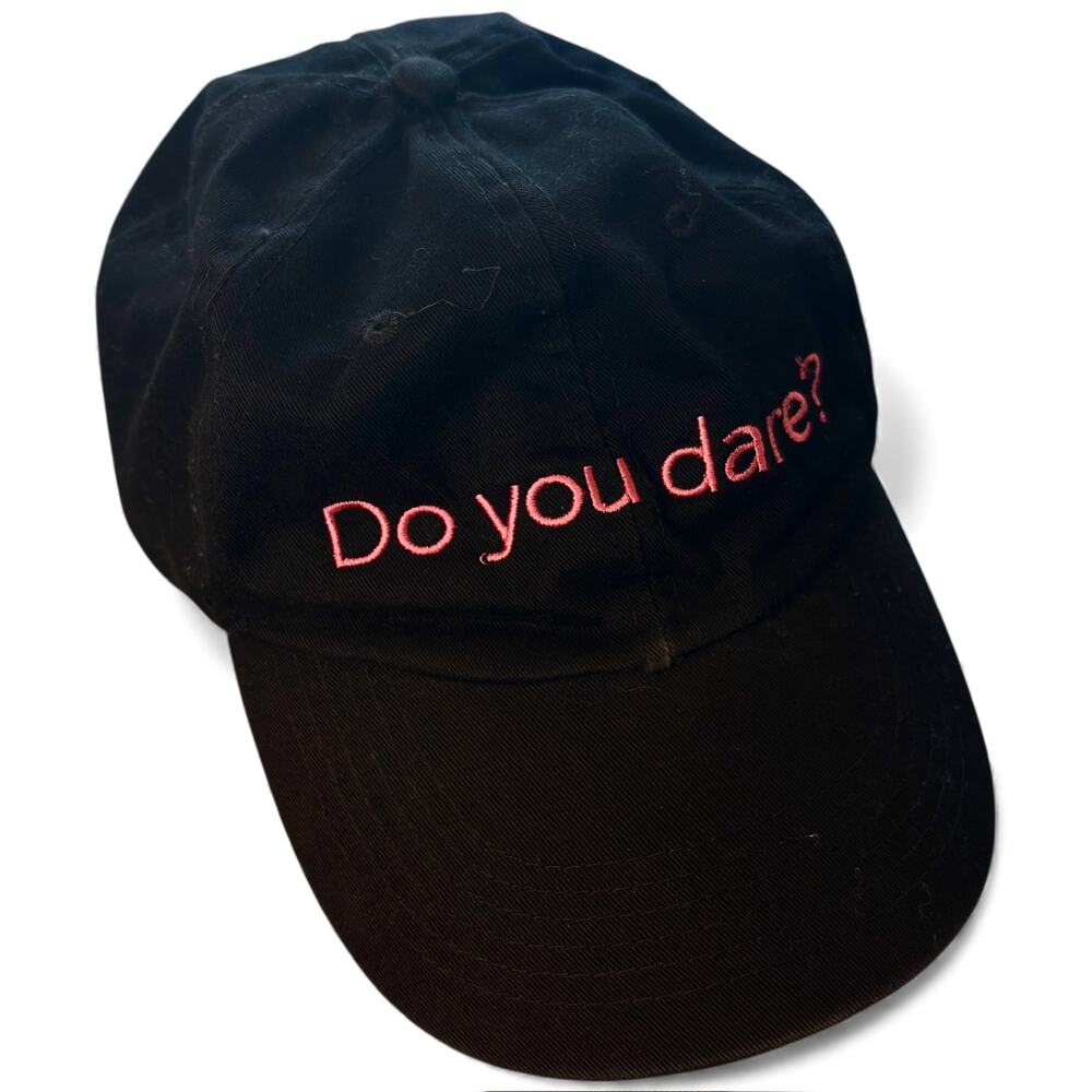 Y2K Britney Spears Curious Perfume Hat "Do You Dare?" Promo Black Strapback Cap - Picture 2 of 13